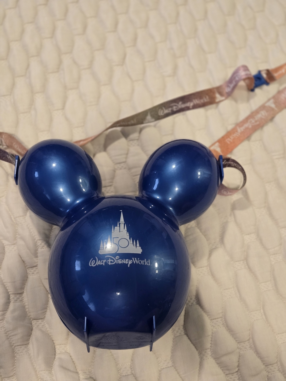 Walt Disney World 50th Anniversary Blue Balloon Themed Popcorn Bucket Neckstrap